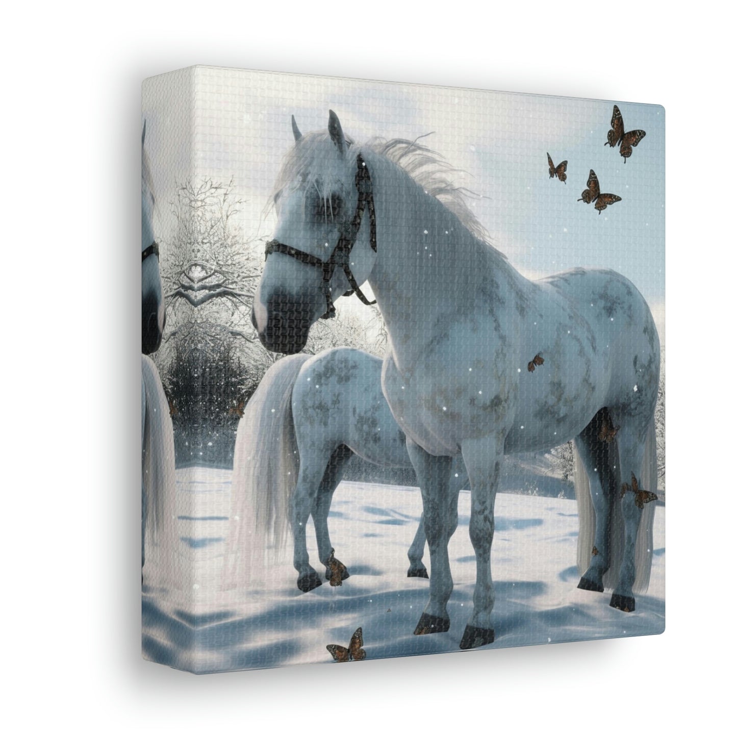 Canvas Gallery Wraps Butterfly Snow Horses 1