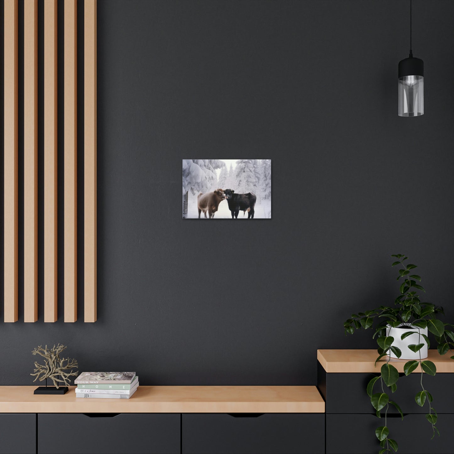 Canvas Gallery Wraps Long Haired Cow snow 3