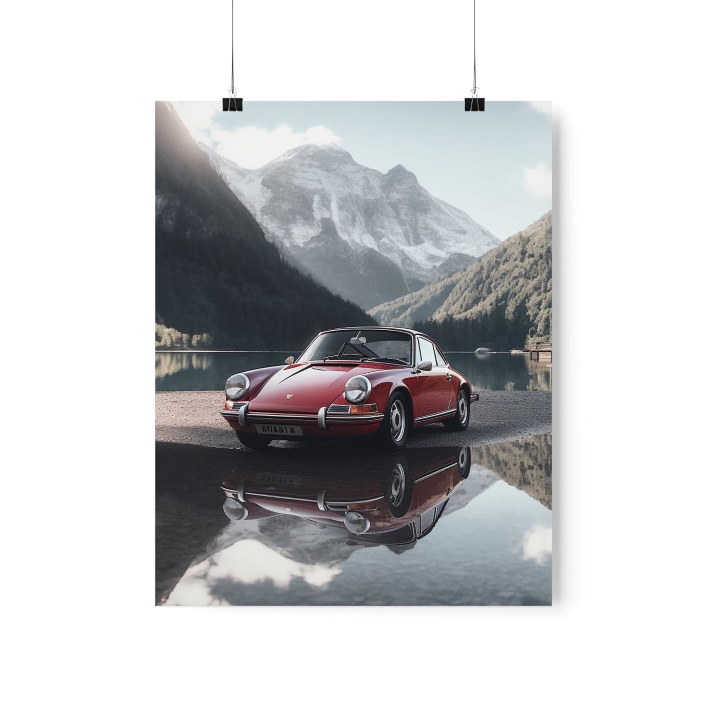 Premium Matte Vertical Posters Porsche Lake 4