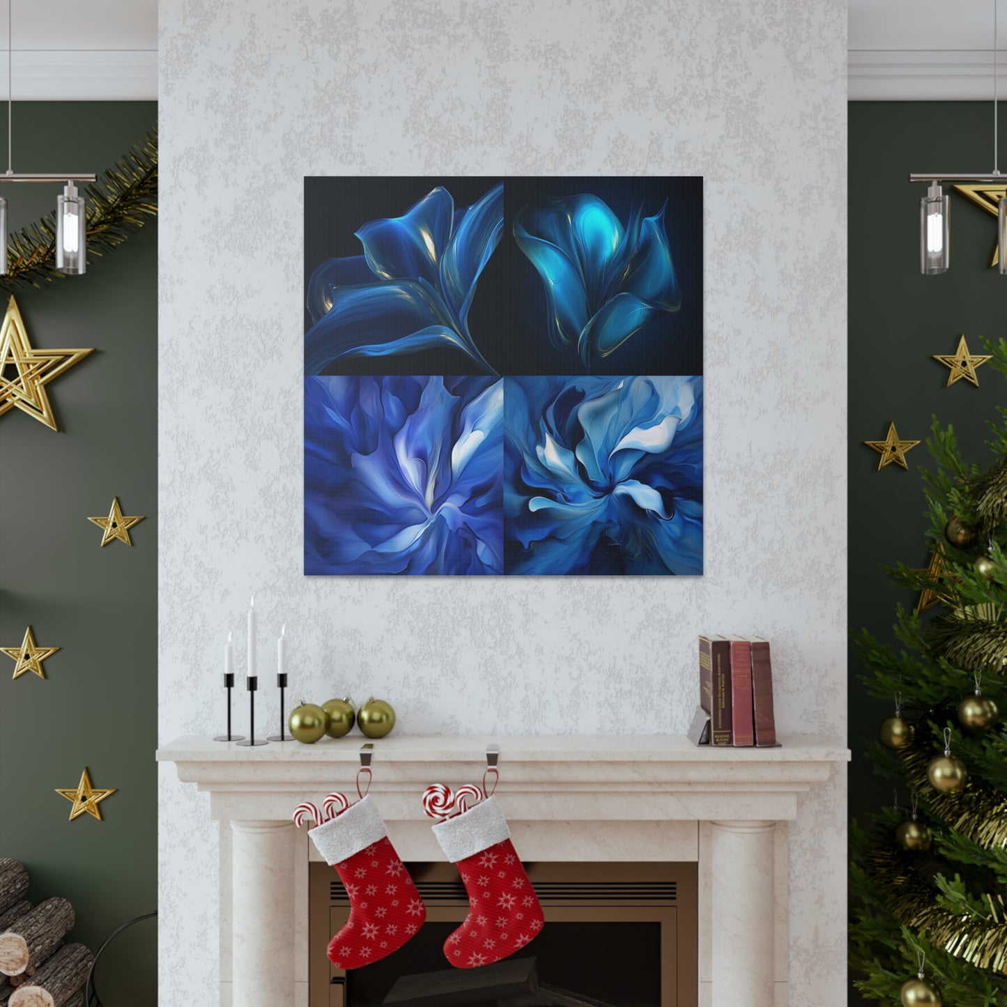 Canvas Gallery Wraps Abstract Blue Tulip 5