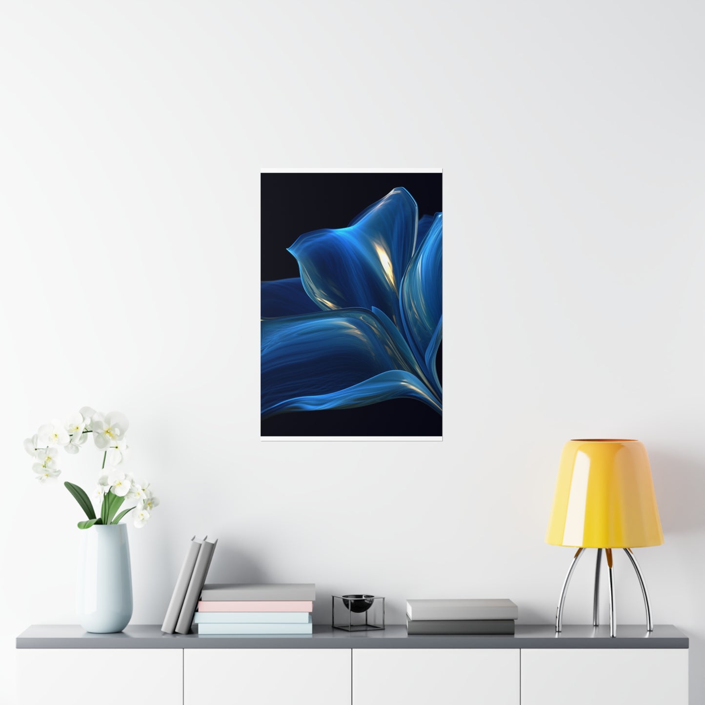 Premium Matte Vertical Posters Abstract Blue Tulip 1