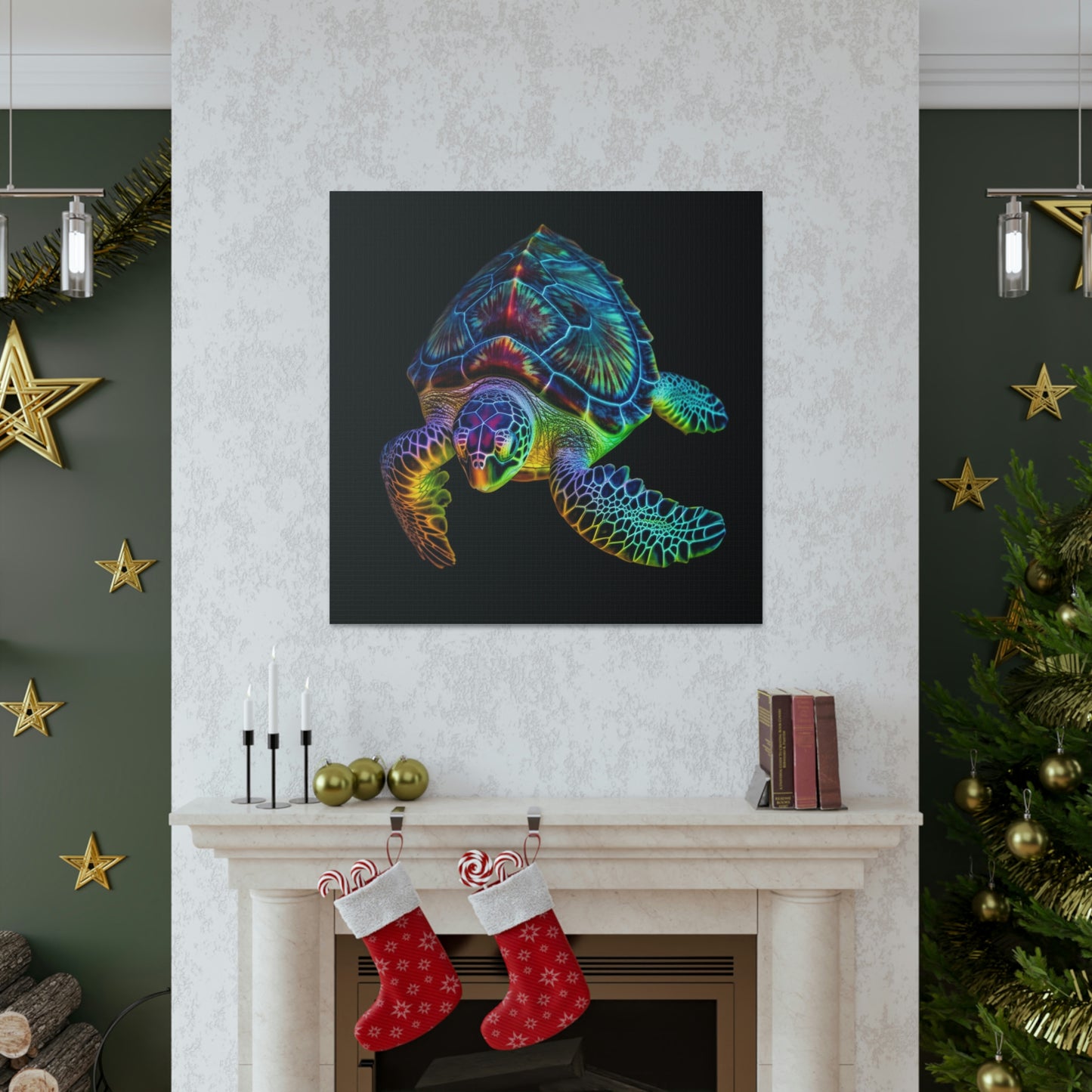 Canvas Gallery Wraps Neon Sea Turtle 1