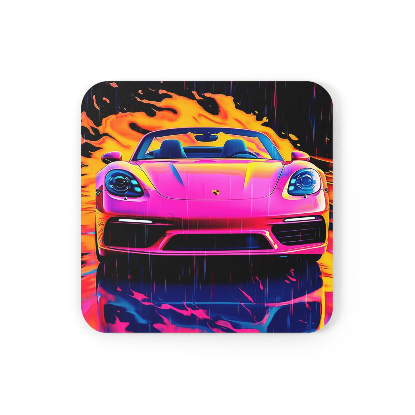 Corkwood Coaster Set Pink Porsche water fusion 1