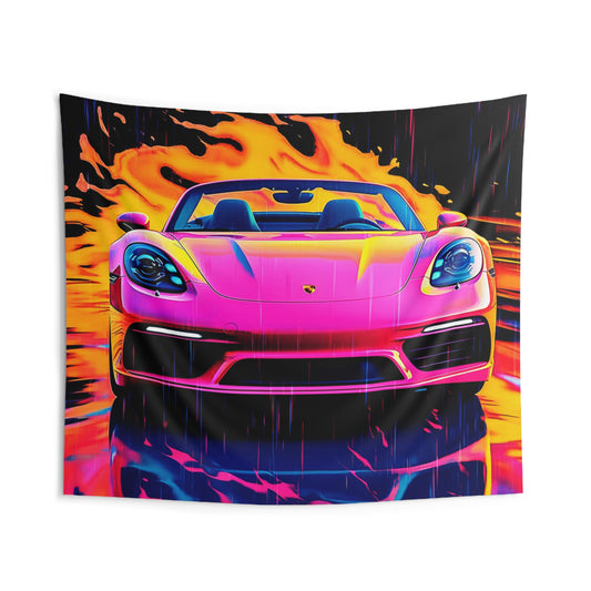 Indoor Wall Tapestries Pink Porsche water fusion 1