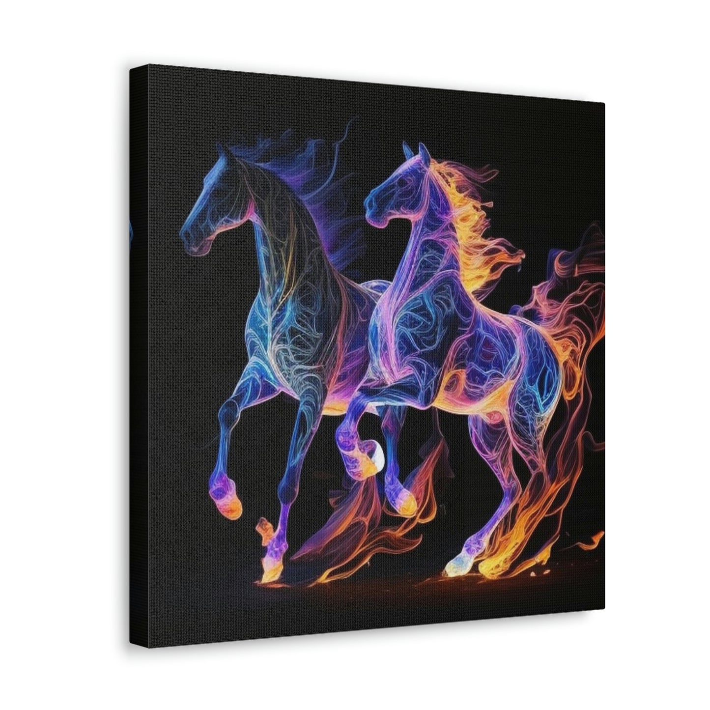 Canvas Gallery Wraps Two Neon Horses 3