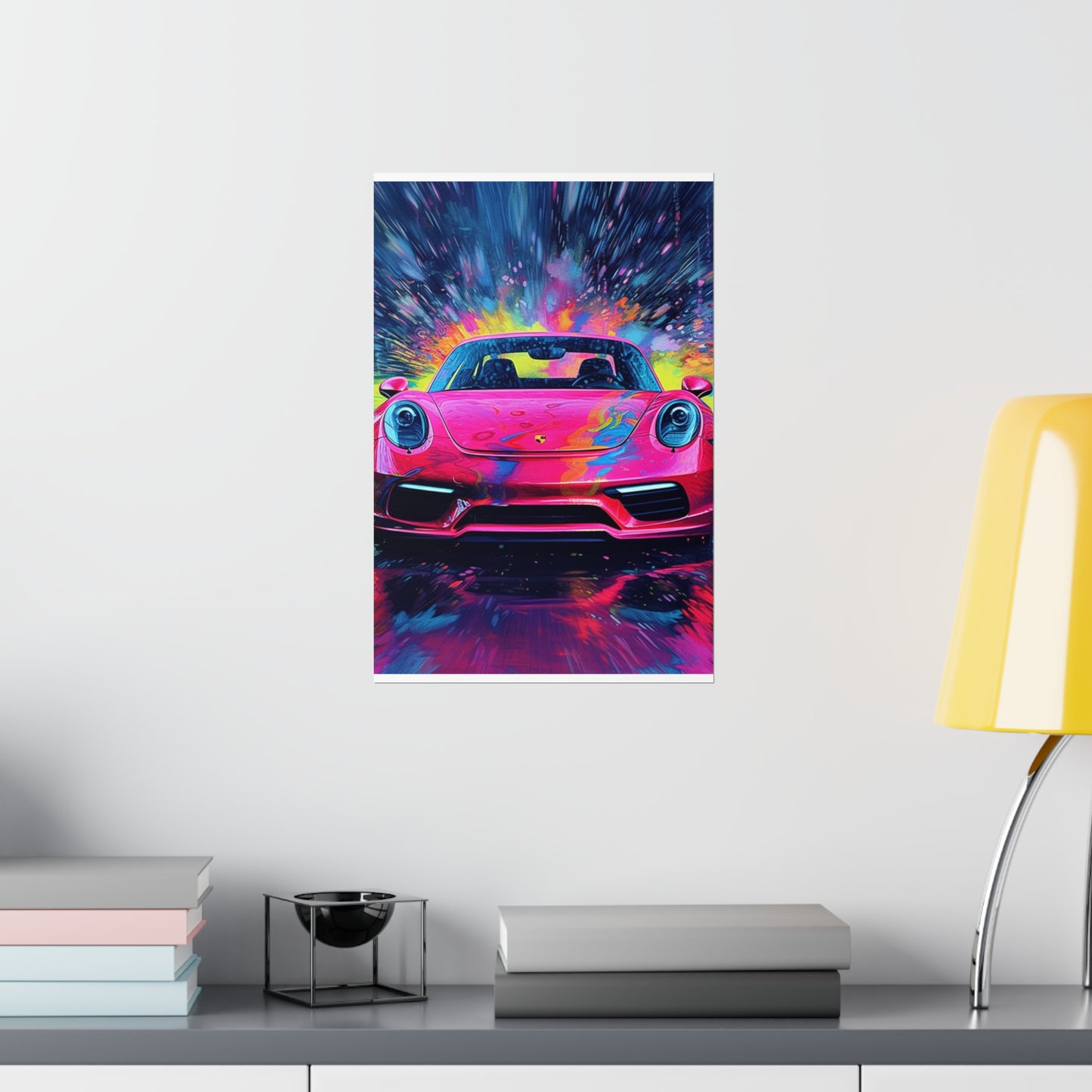 Premium Matte Vertical Posters Pink Porsche water fusion 3