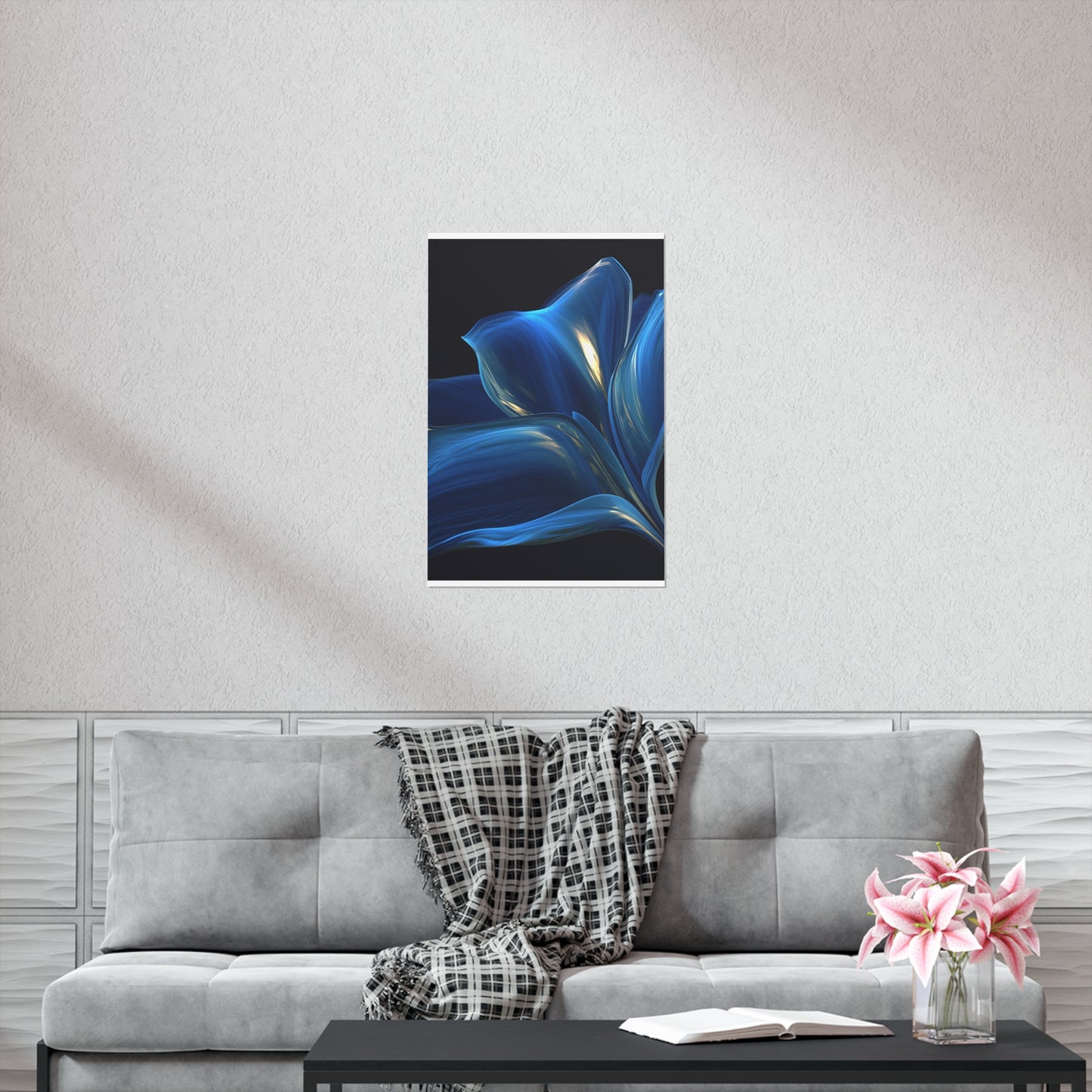 Premium Matte Vertical Posters Abstract Blue Tulip 1