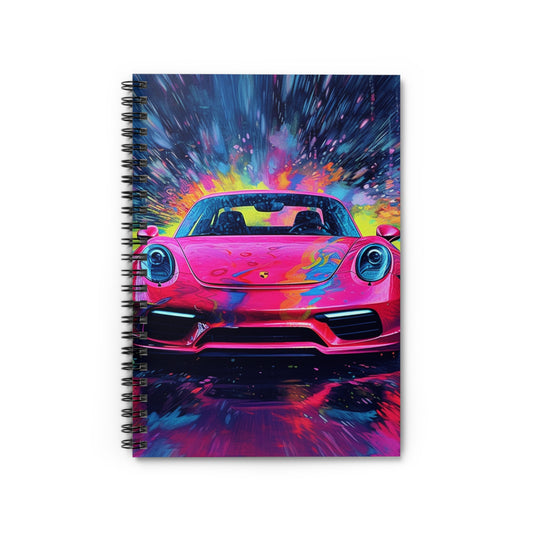 Spiral Notebook - Ruled Line Pink Porsche water fusion 3