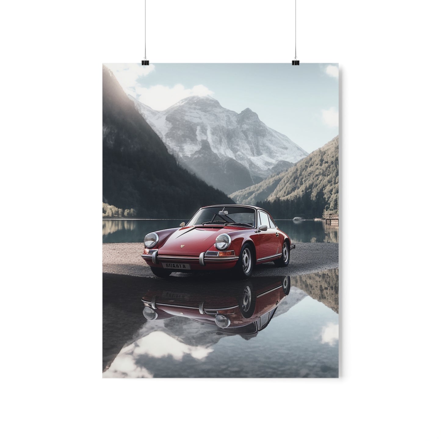 Premium Matte Vertical Posters Porsche Lake 4