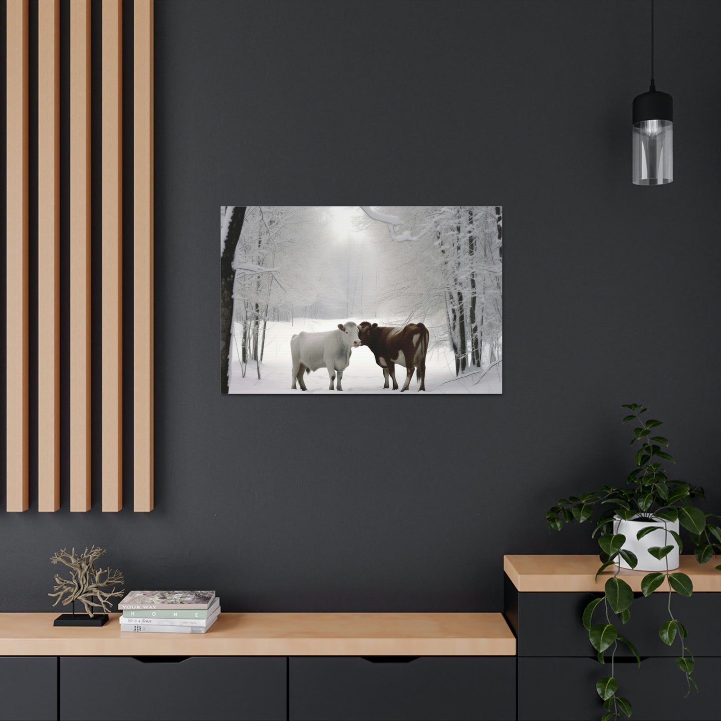 Canvas Gallery Wraps Long Haired Cow snow 4