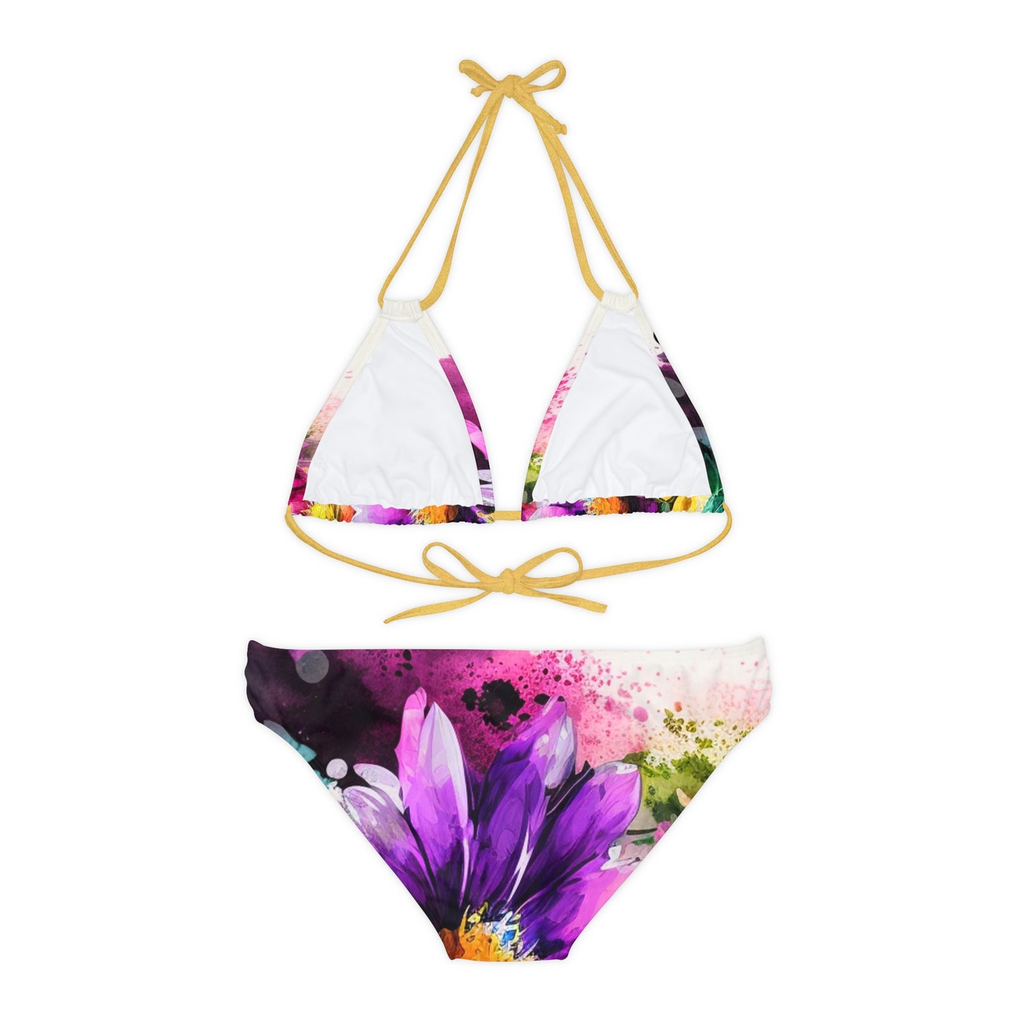 Strappy Bikini Set (AOP)  Bright Spring Flowers 1