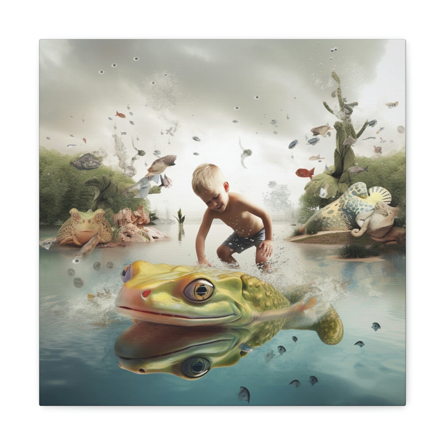 Canvas Gallery Wraps Boy Frog 5