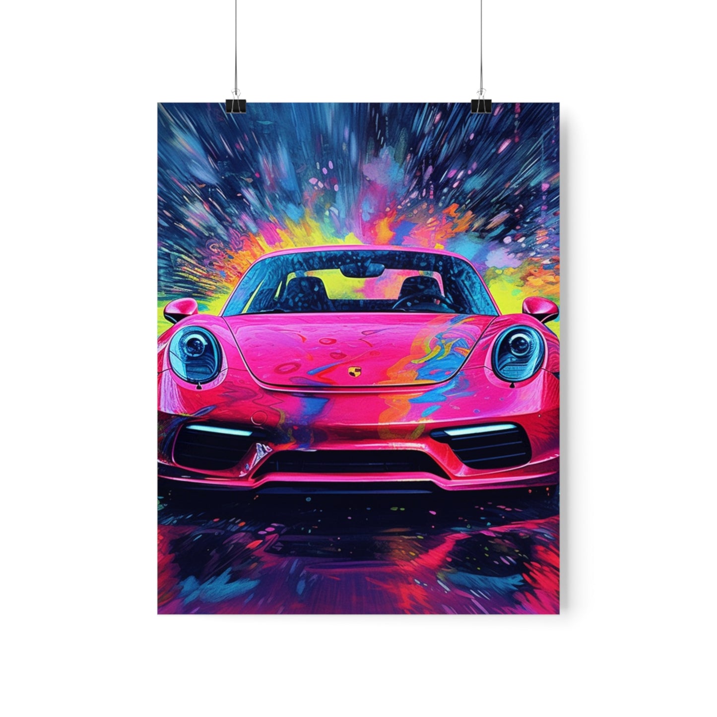 Premium Matte Vertical Posters Pink Porsche water fusion 3