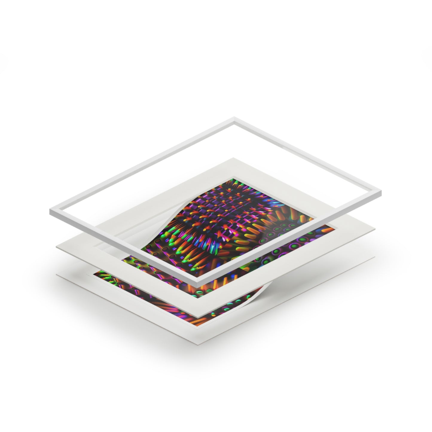 Fine Art Prints (Passepartout Paper Frame) Macro Cactus neon square