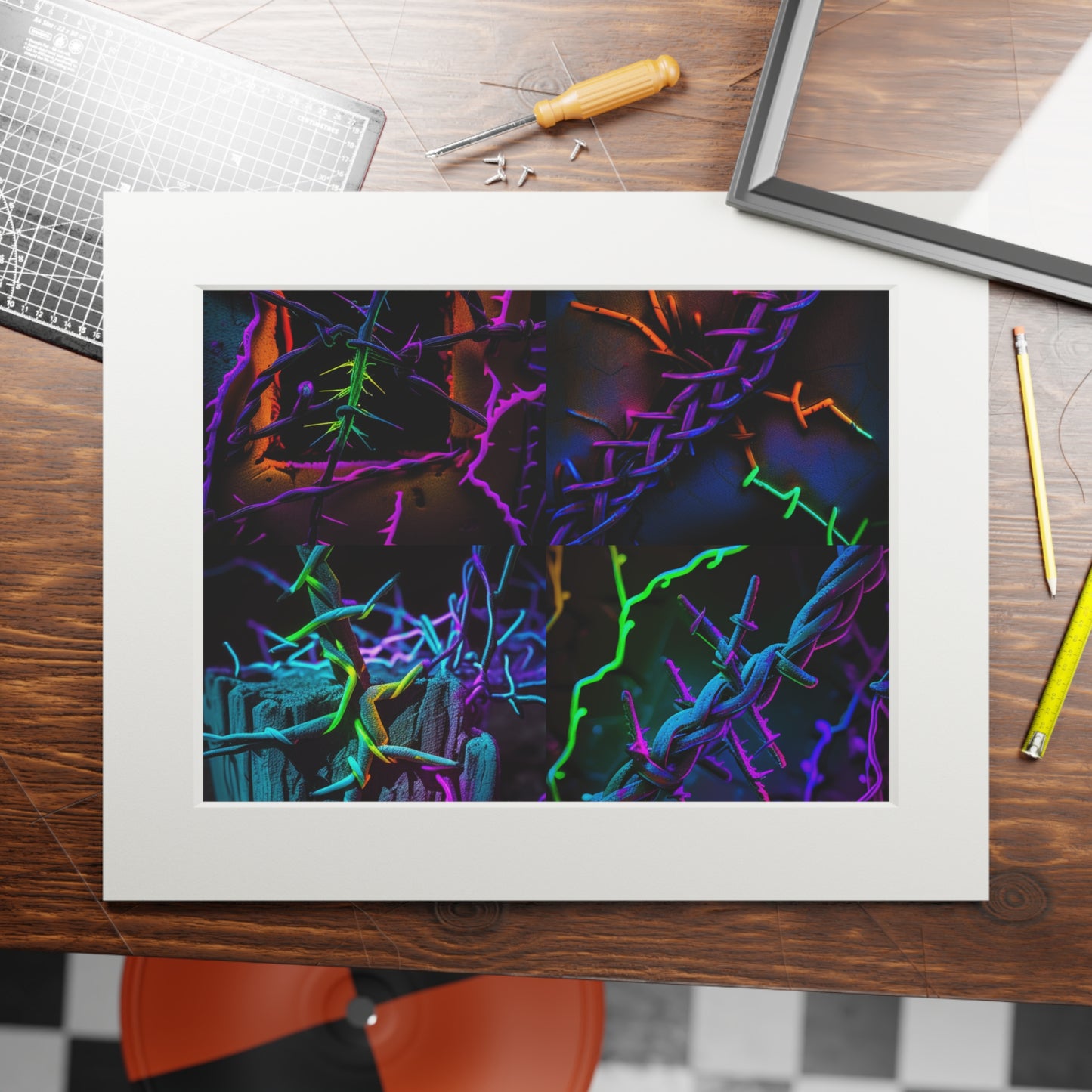 Fine Art Prints (Passepartout Paper Frame) Macro Neon Barbs 5