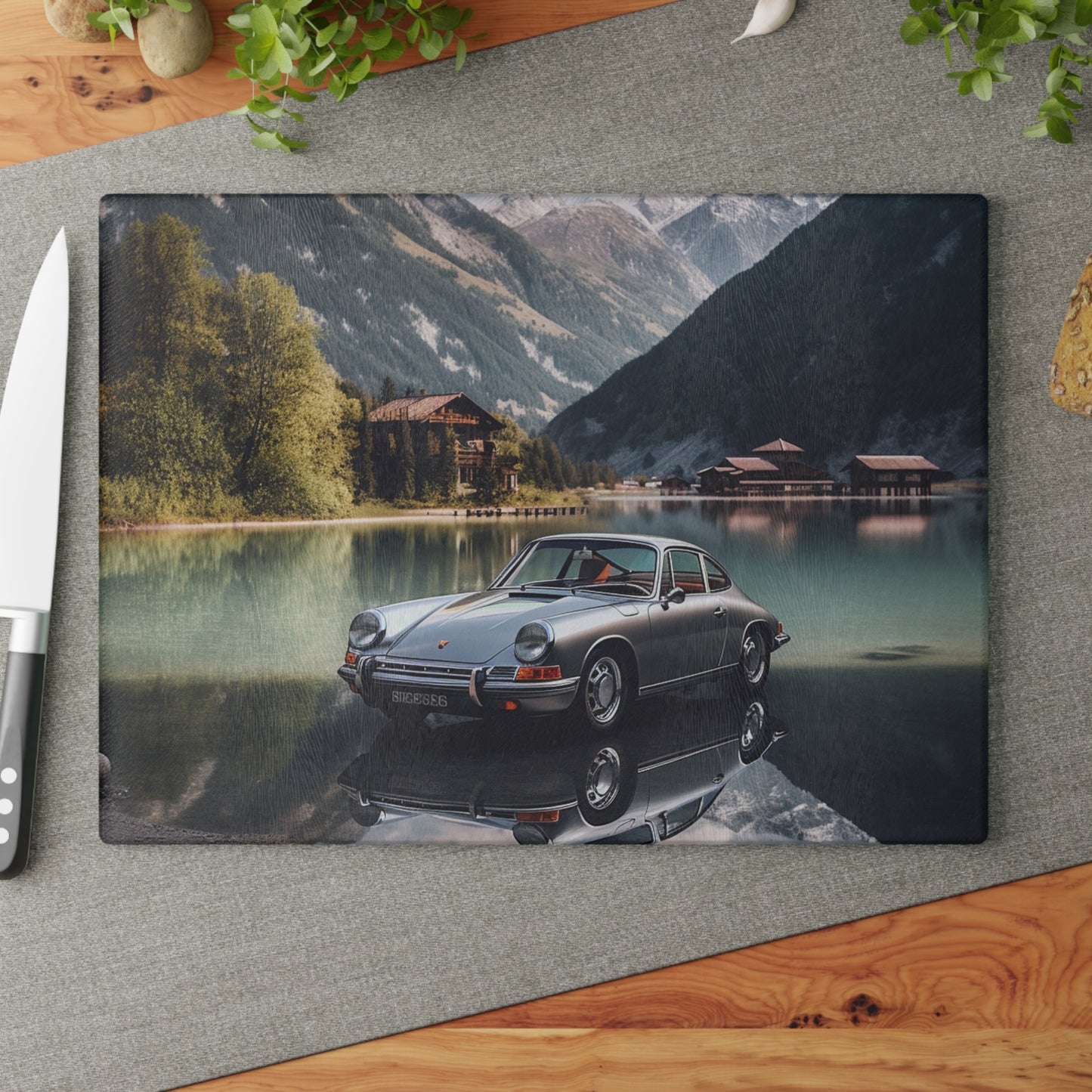 Glass Cutting Board Porsche Lake 2