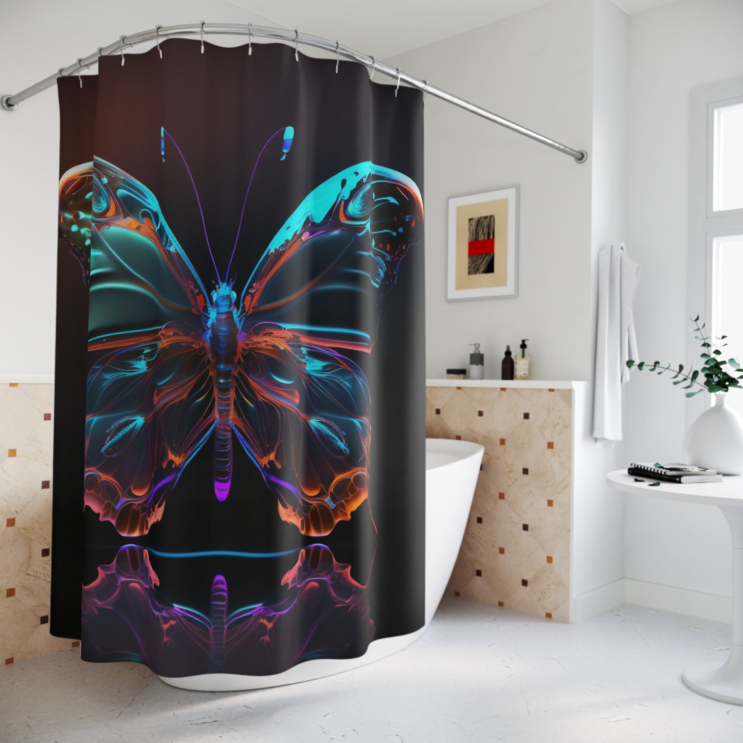 Polyester Shower Curtain Butterfly Color Neon 1