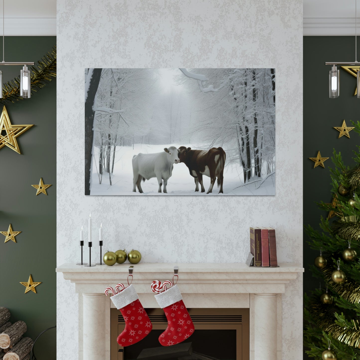 Canvas Gallery Wraps Long Haired Cow snow 4