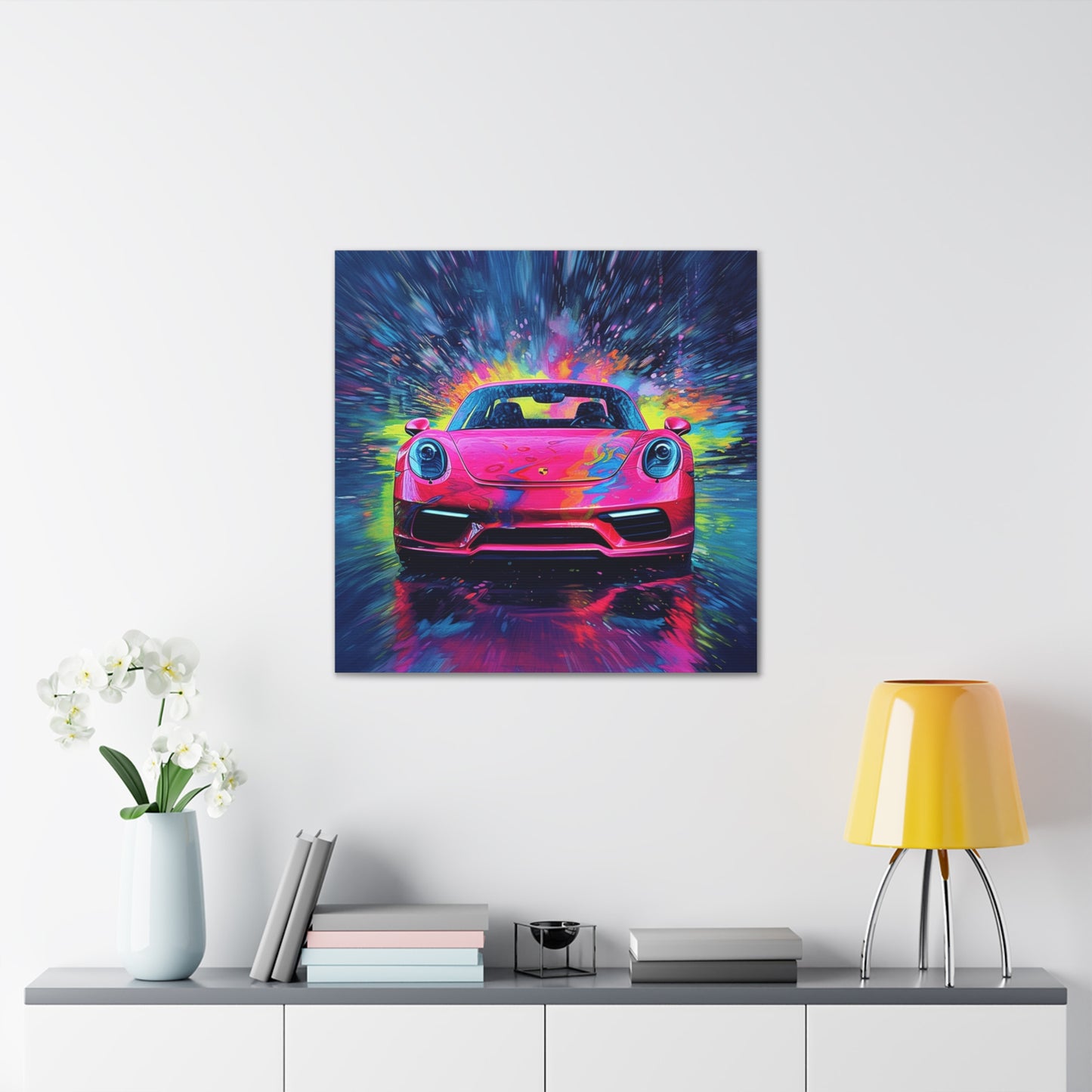 Canvas Gallery Wraps Pink Porsche water fusion 3