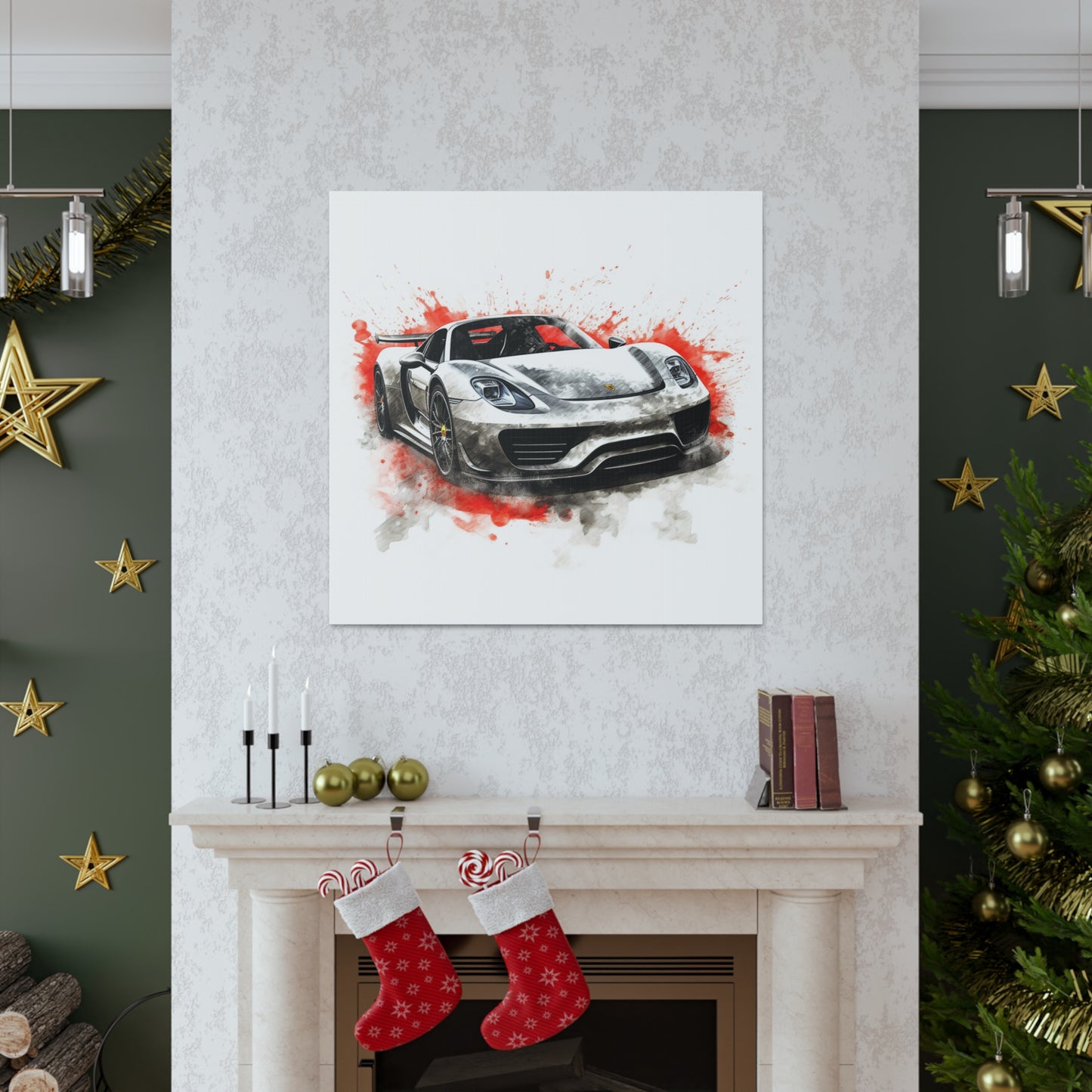 Canvas Gallery Wraps 918 Spyder white background driving fast with water splashing 4