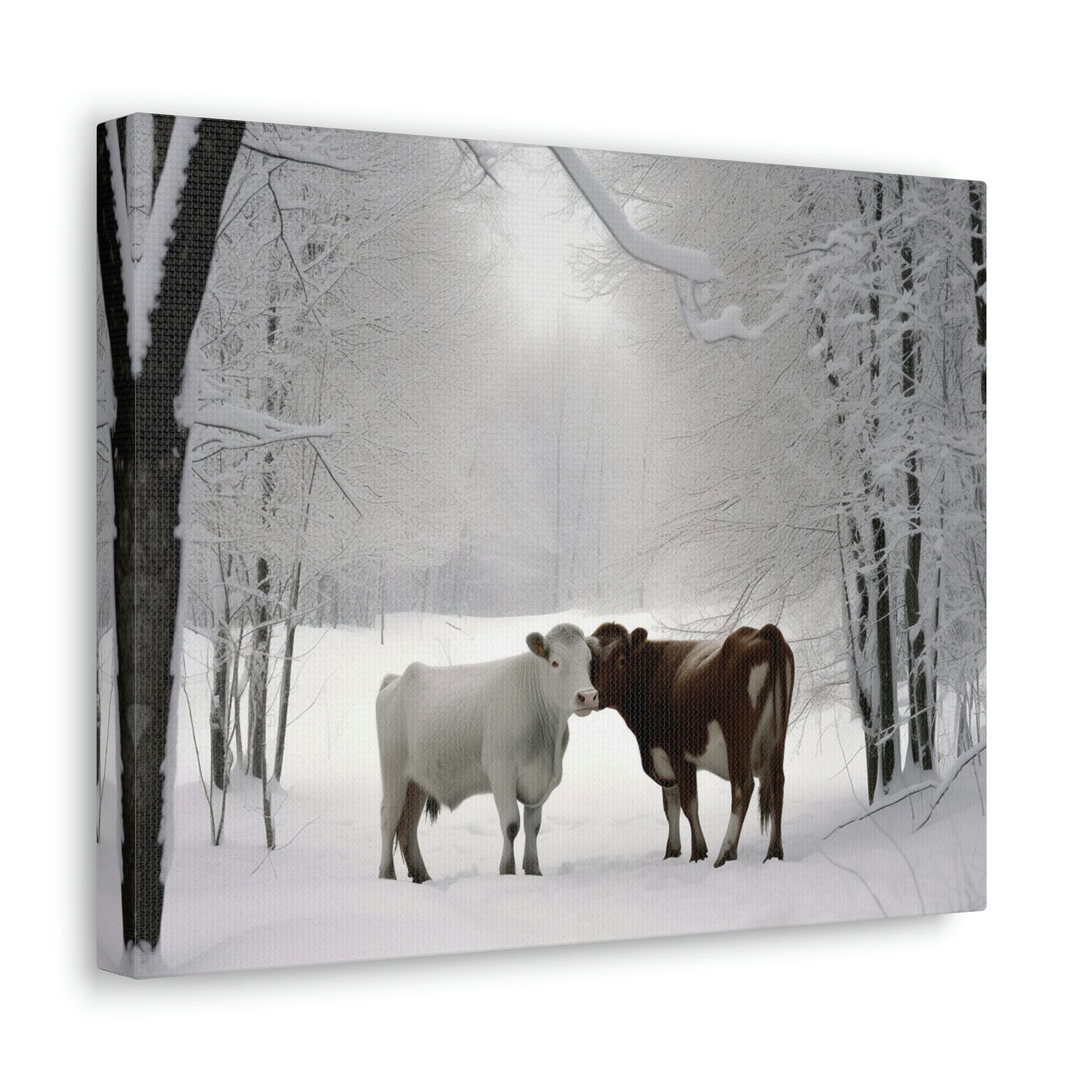 Canvas Gallery Wraps Long Haired Cow snow 4