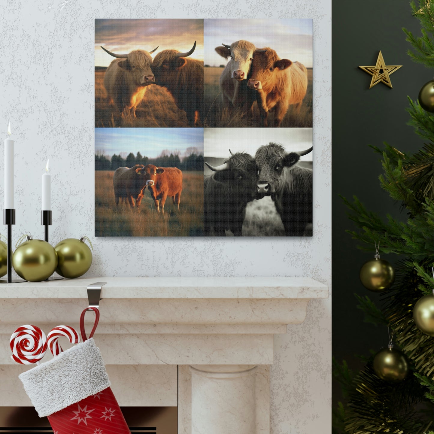 Canvas Gallery Wraps Cow Love 4 Pack