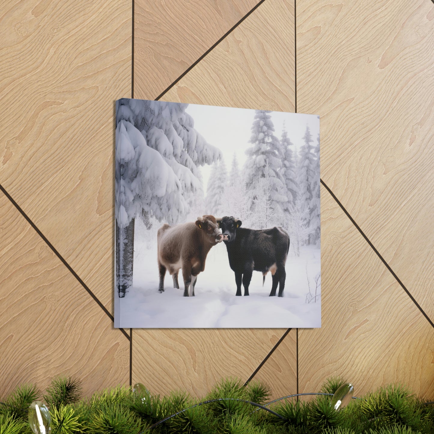 Canvas Gallery Wraps Long Haired Cow snow 3