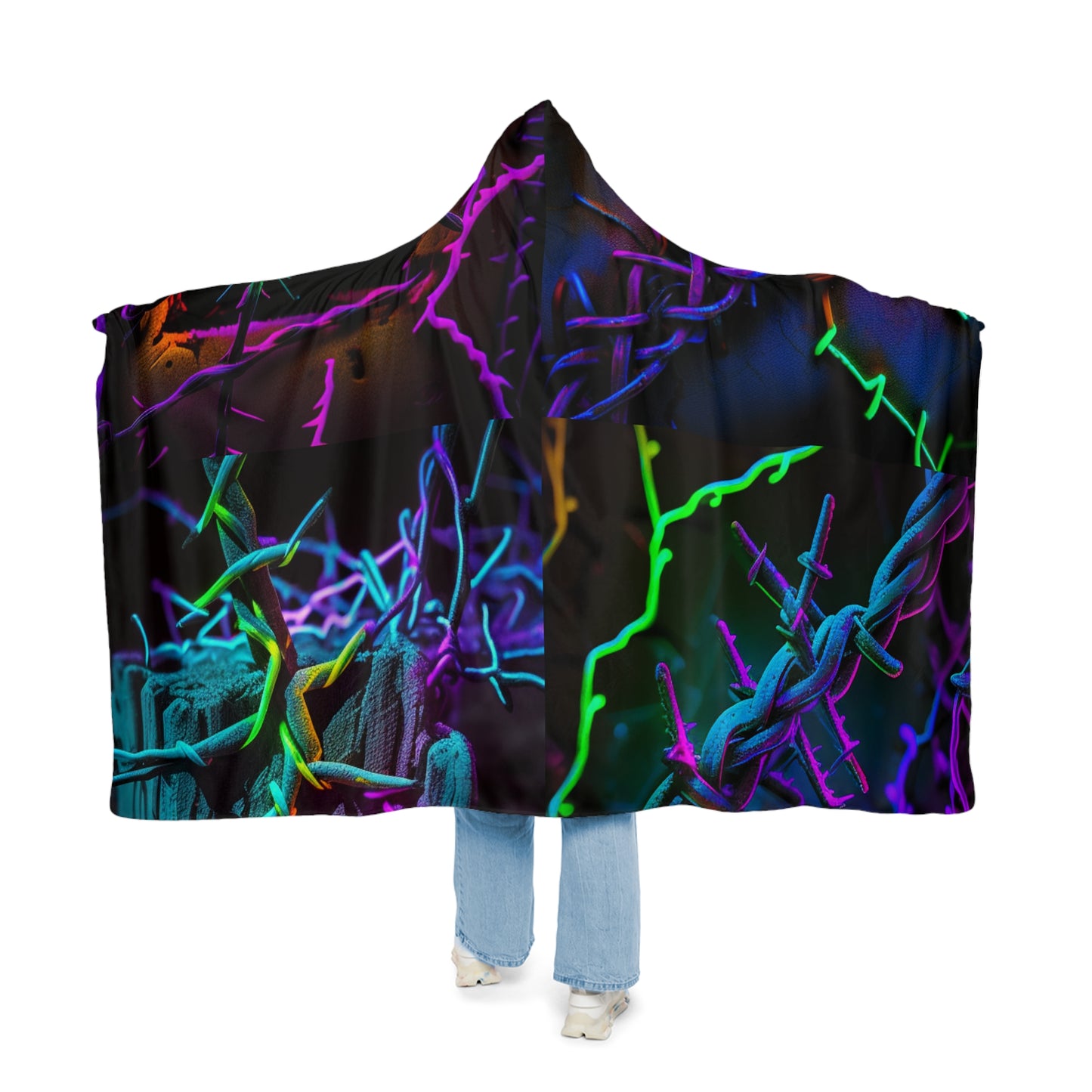 Snuggle Hooded Blanket Macro Neon Barbs 5