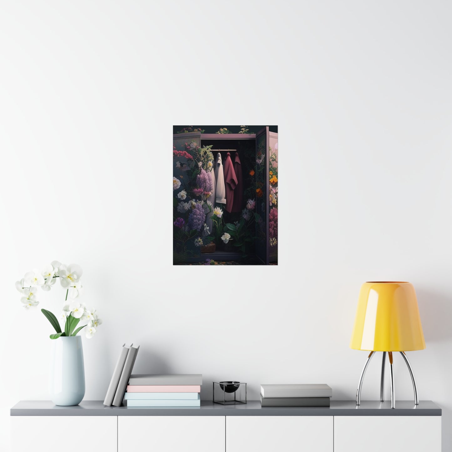 Premium Matte Vertical Posters A Wardrobe Surrounded by Flowers 2