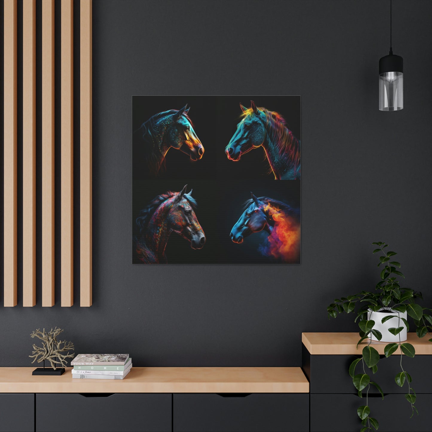 Canvas Gallery Wraps Neon Horses 4 Pack