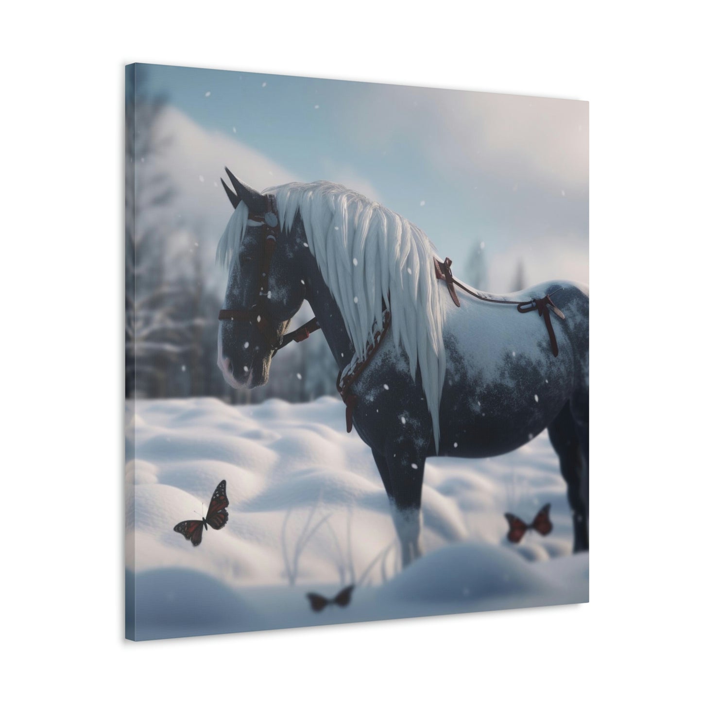 Canvas Gallery Wraps Butterfly Snow Horses 2