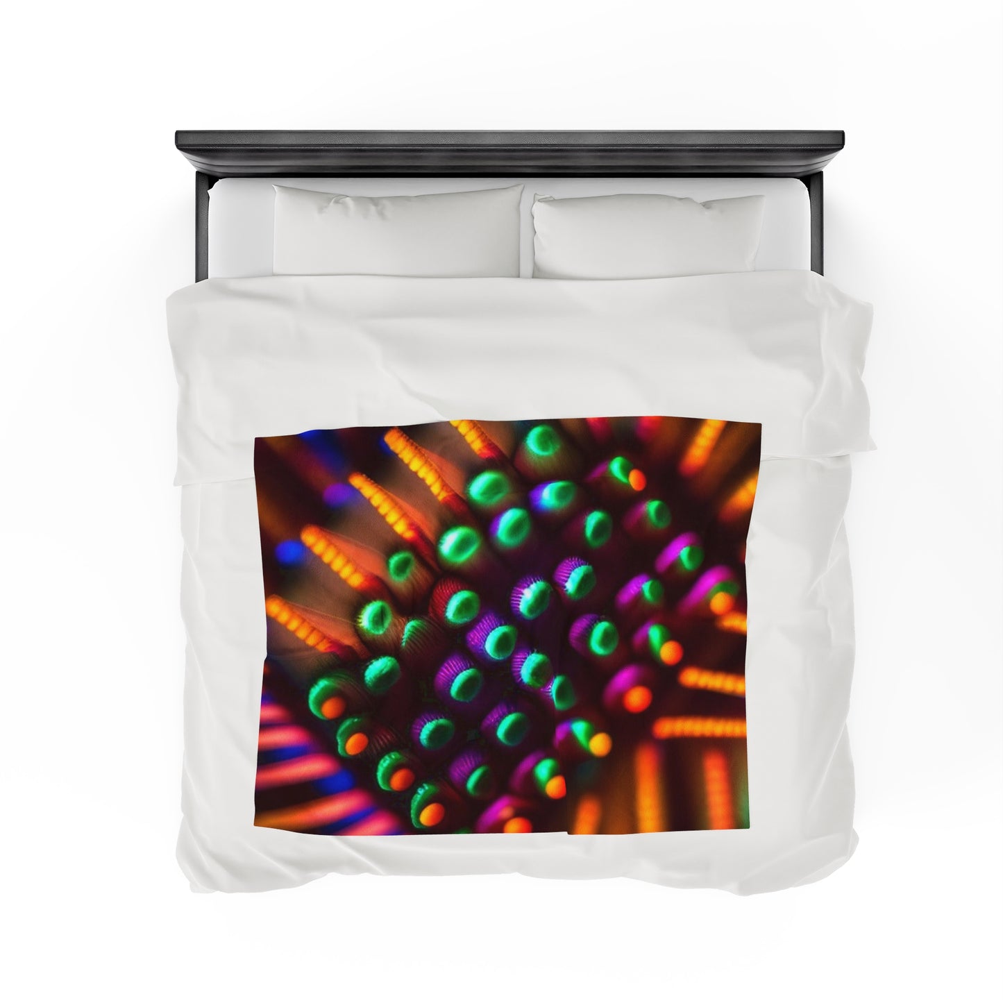 Velveteen Plush Blanket Macro Cactus neon square 3