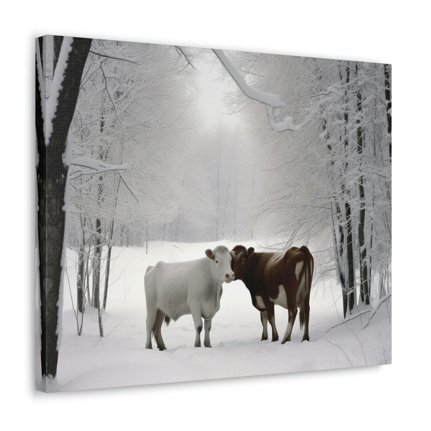 Canvas Gallery Wraps Long Haired Cow snow 4