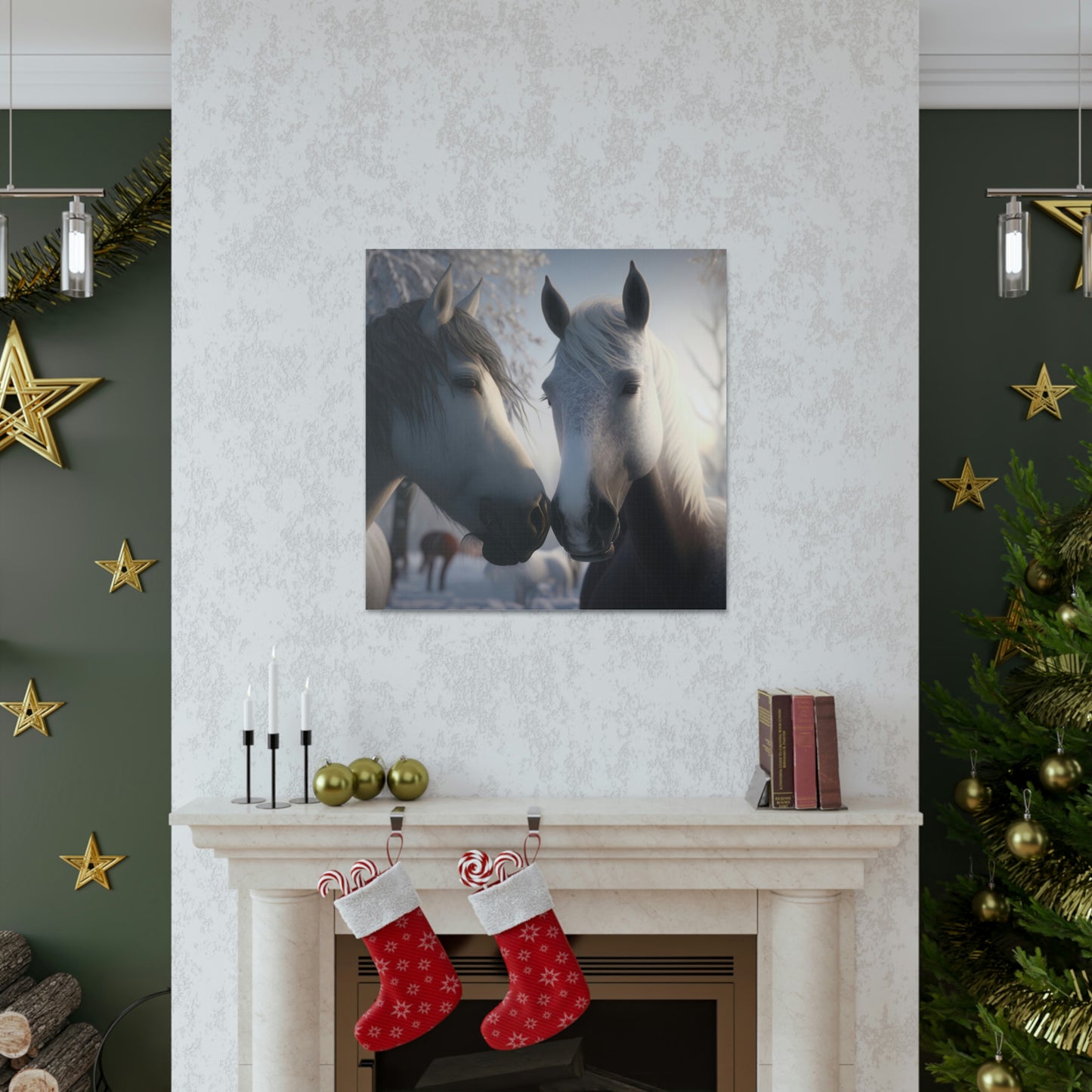 Canvas Gallery Wraps Snow Horse Love