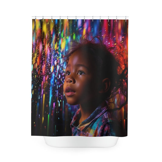 Polyester Shower Curtain kid color rain 1