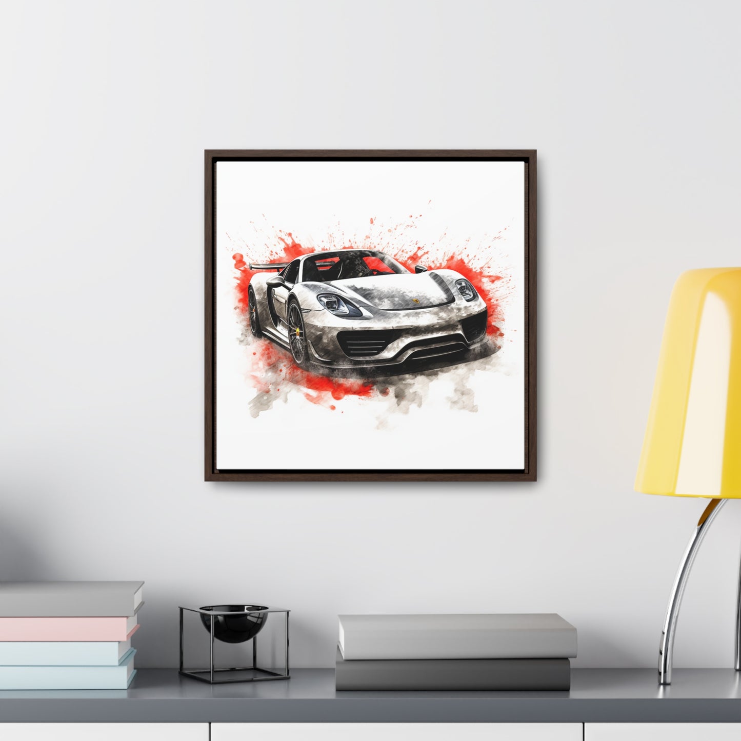 Gallery Canvas Wraps, Square Frame 918 Spyder white background driving fast with water splashing 4
