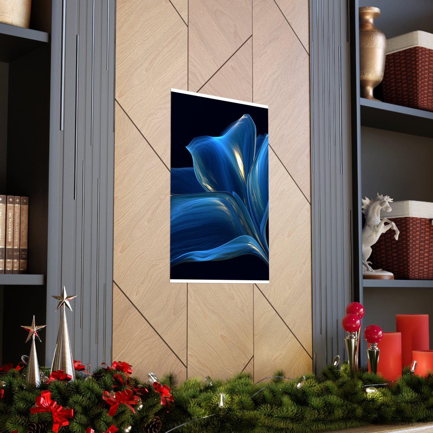 Premium Matte Vertical Posters Abstract Blue Tulip 1