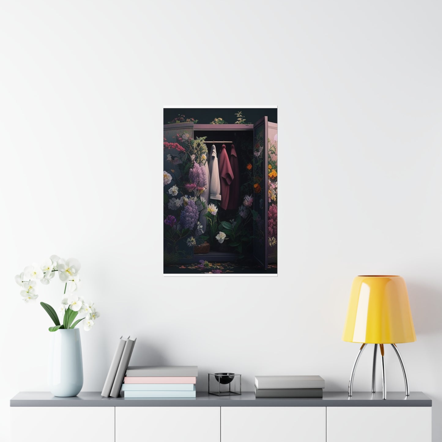 Premium Matte Vertical Posters A Wardrobe Surrounded by Flowers 2