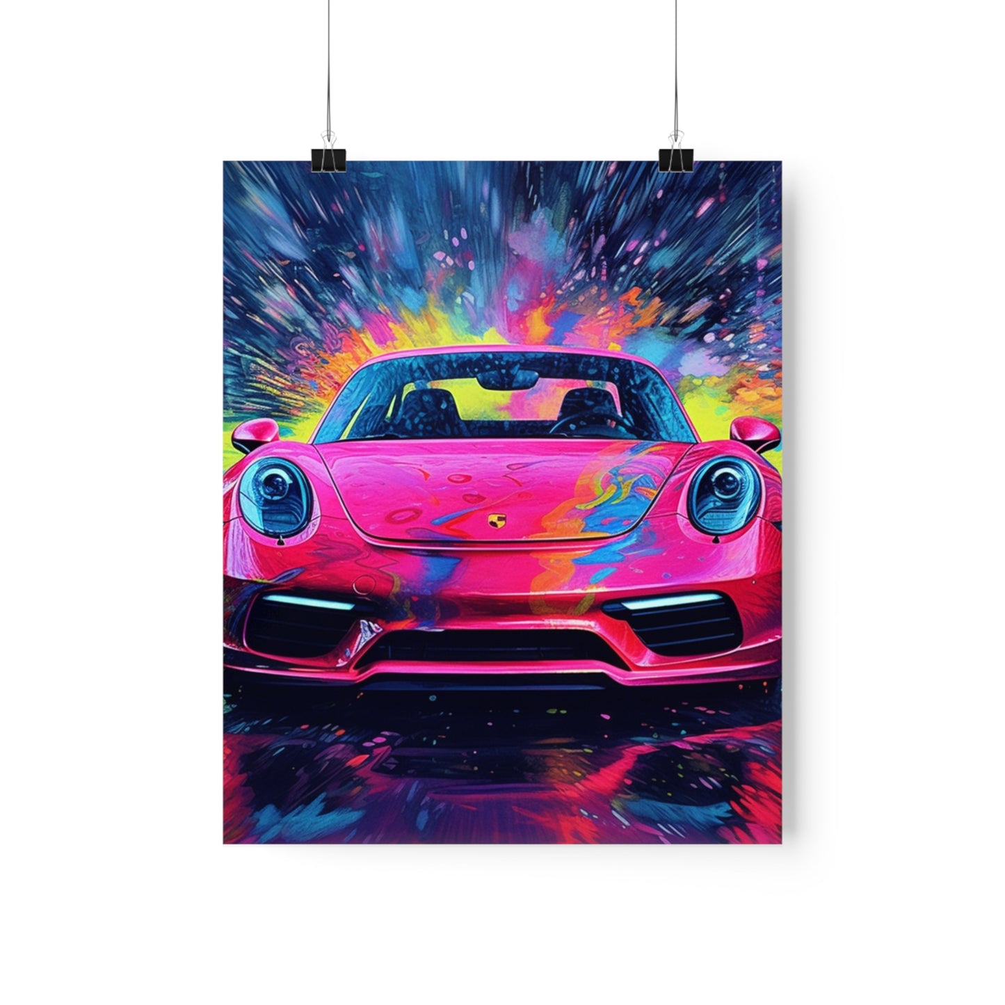 Premium Matte Vertical Posters Pink Porsche water fusion 3