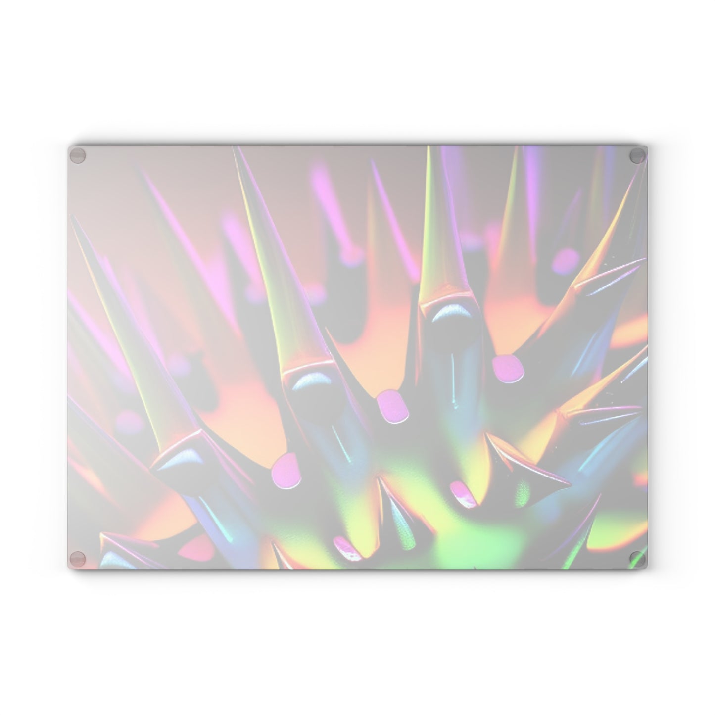 Glass Cutting Board Macro Neon Spike 1