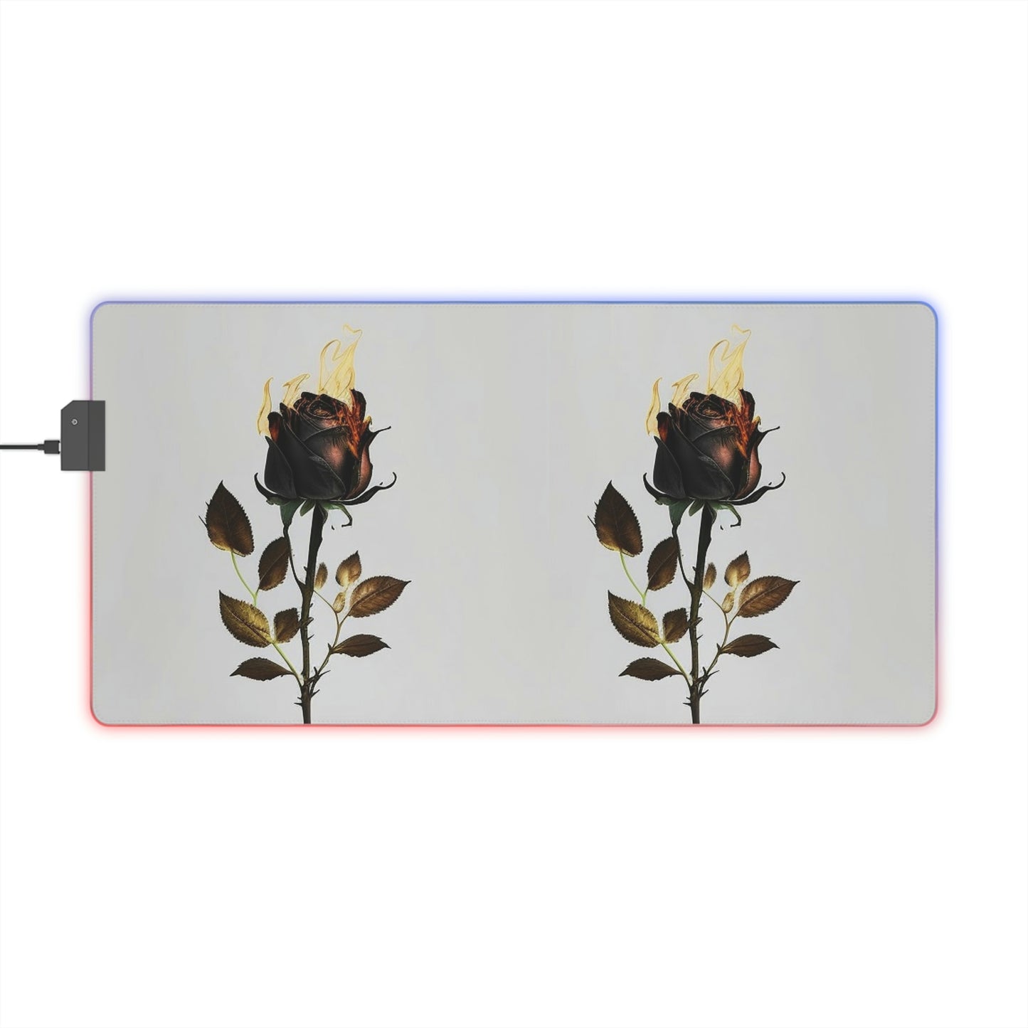 LED Gaming Mouse Pad Black Fire Rose 4