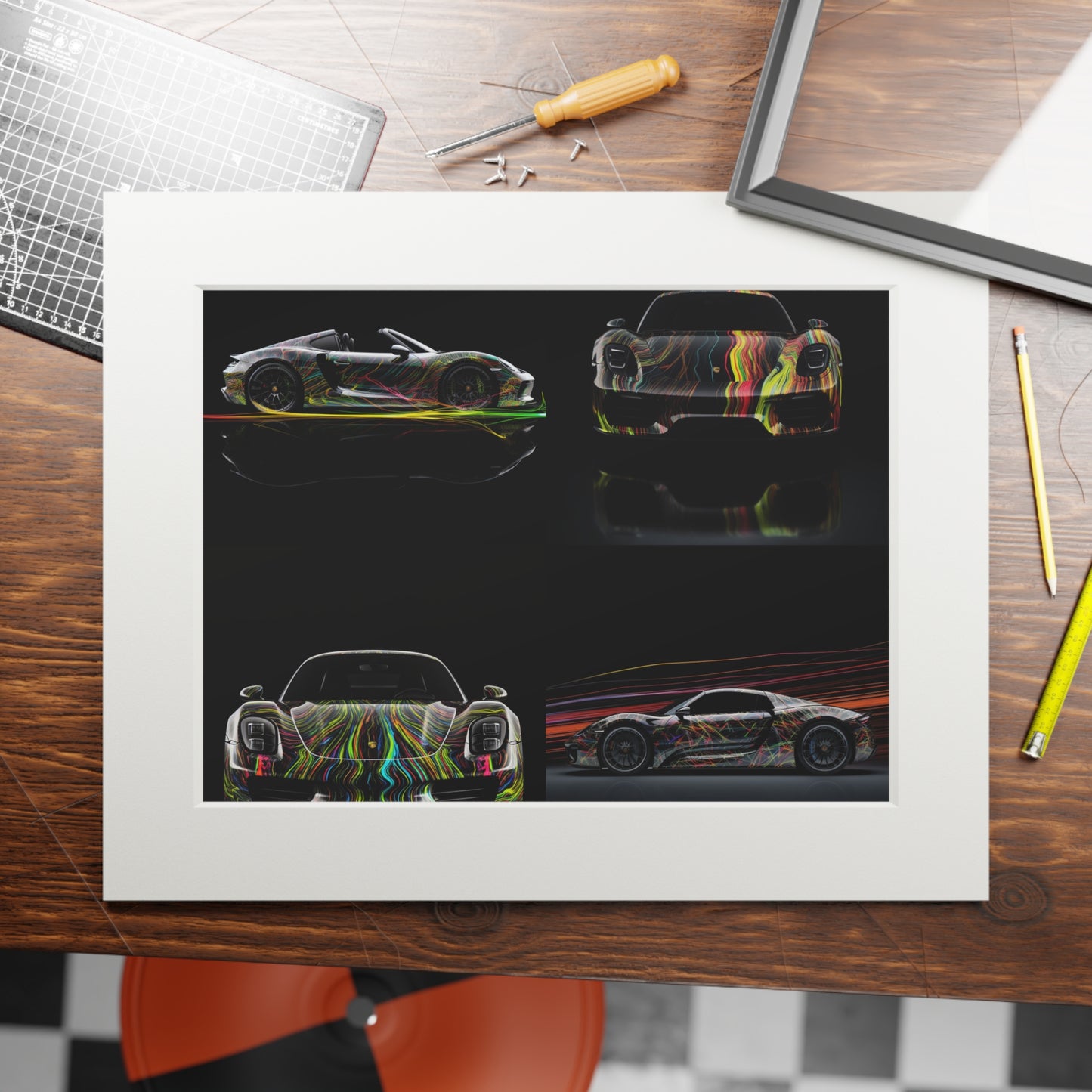 Fine Art Prints (Passepartout Paper Frame) Porsche Line 5