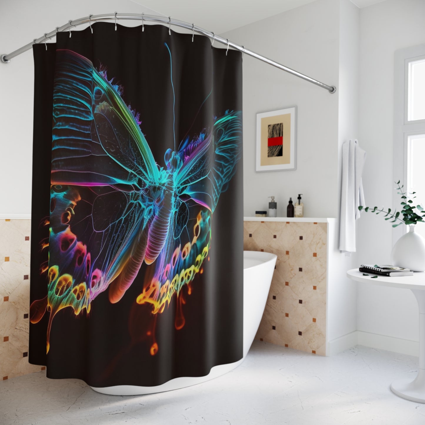 Polyester Shower Curtain Thermal butterfly 2