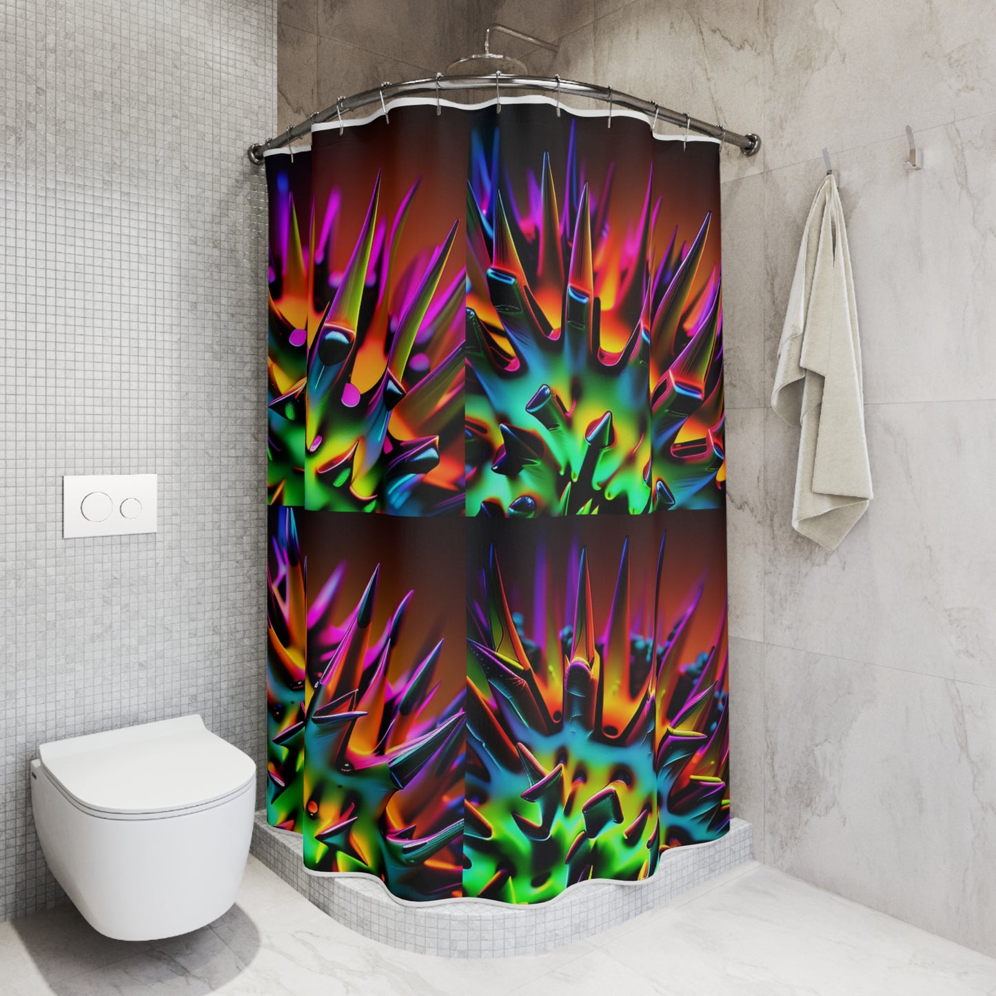 Polyester Shower Curtain Macro Neon Spike
