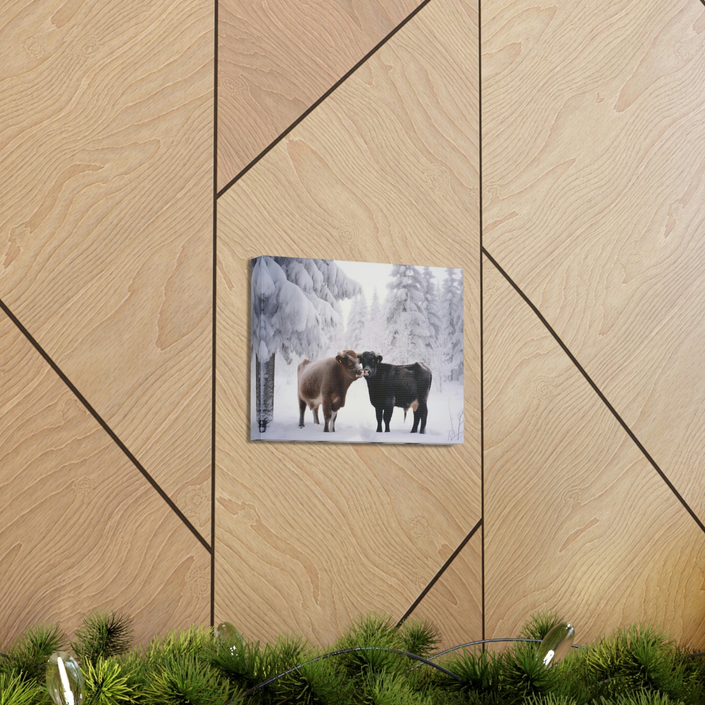 Canvas Gallery Wraps Long Haired Cow snow 3