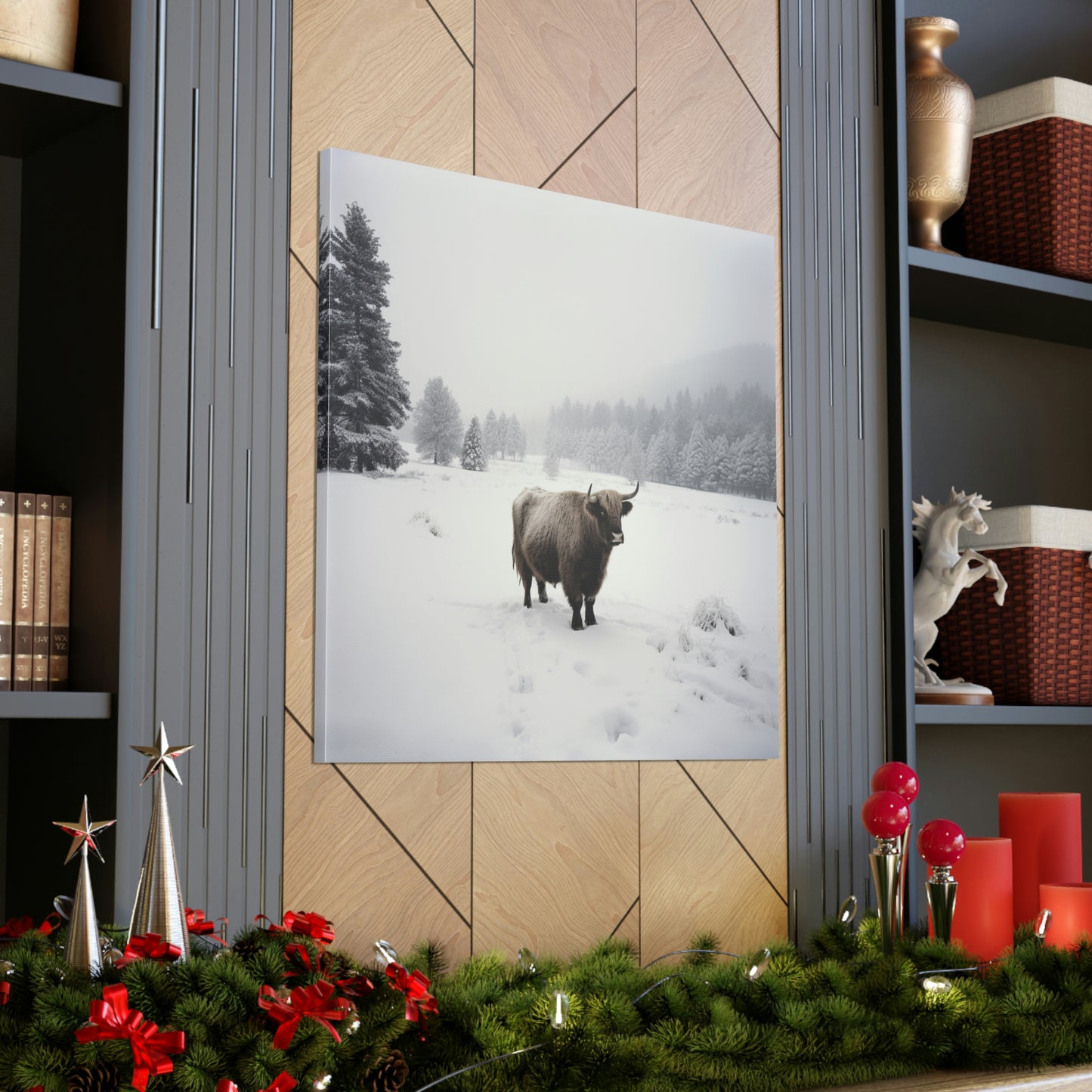 Canvas Gallery Wraps Cow Snow 4