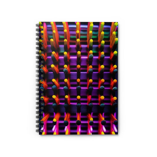 Spiral Notebook - Ruled Line Macro Cactus neon square 2