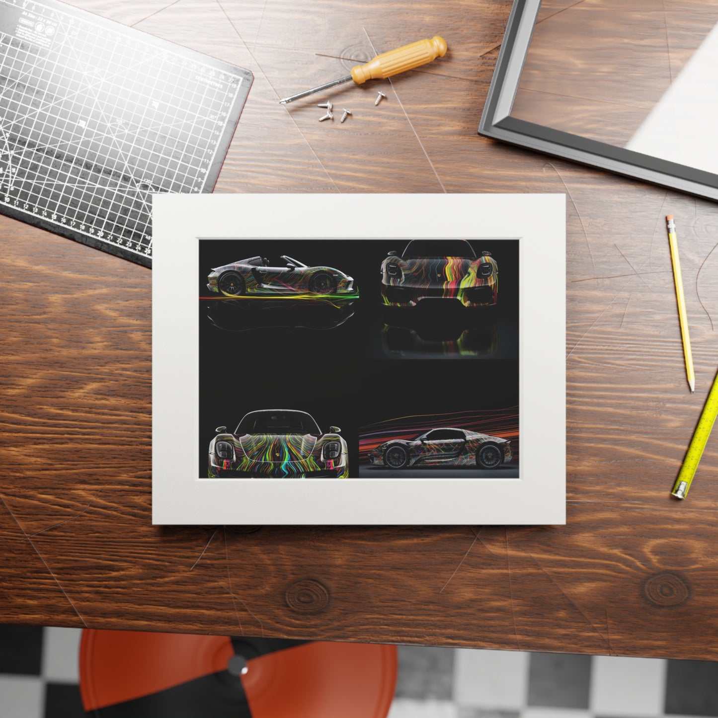 Fine Art Prints (Passepartout Paper Frame) Porsche Line 5