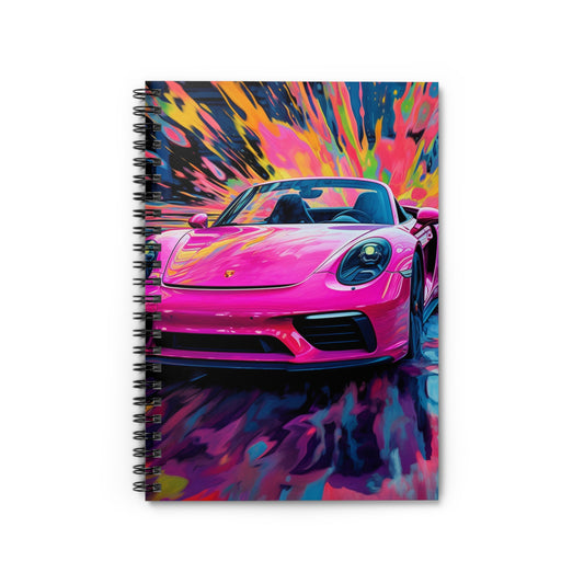 Spiral Notebook - Ruled Line Pink Porsche water fusion 2