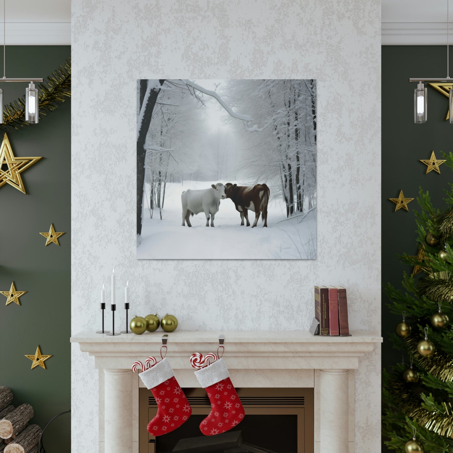 Canvas Gallery Wraps Long Haired Cow snow 4